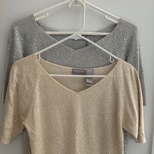 Set of 2 vintage Liz Claiborne sequin sweaters